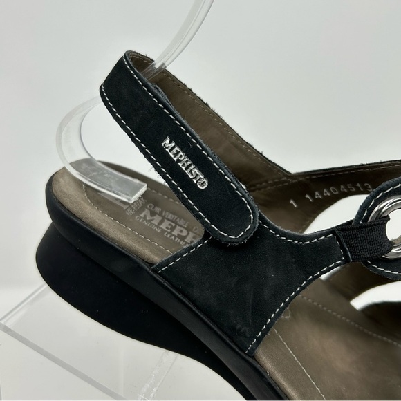 Mephisto Parfolia Black Leather Slingback Comfort Wedge Sandals Size 36 - Picture 2 of 15